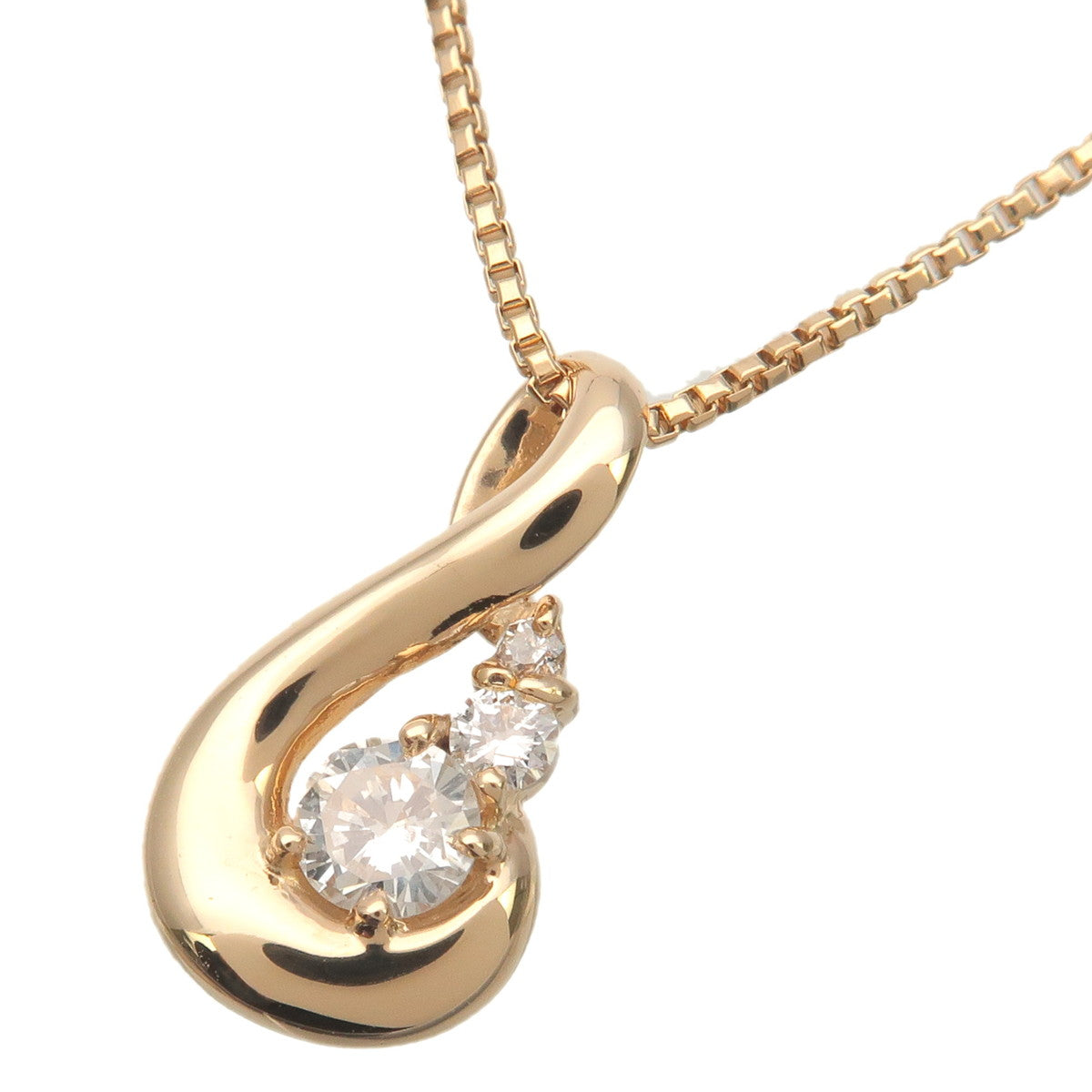 VENDOME-AOYAMA-3P-Diamond-Necklace-0.13ct-K18YG-Yellow-Gold