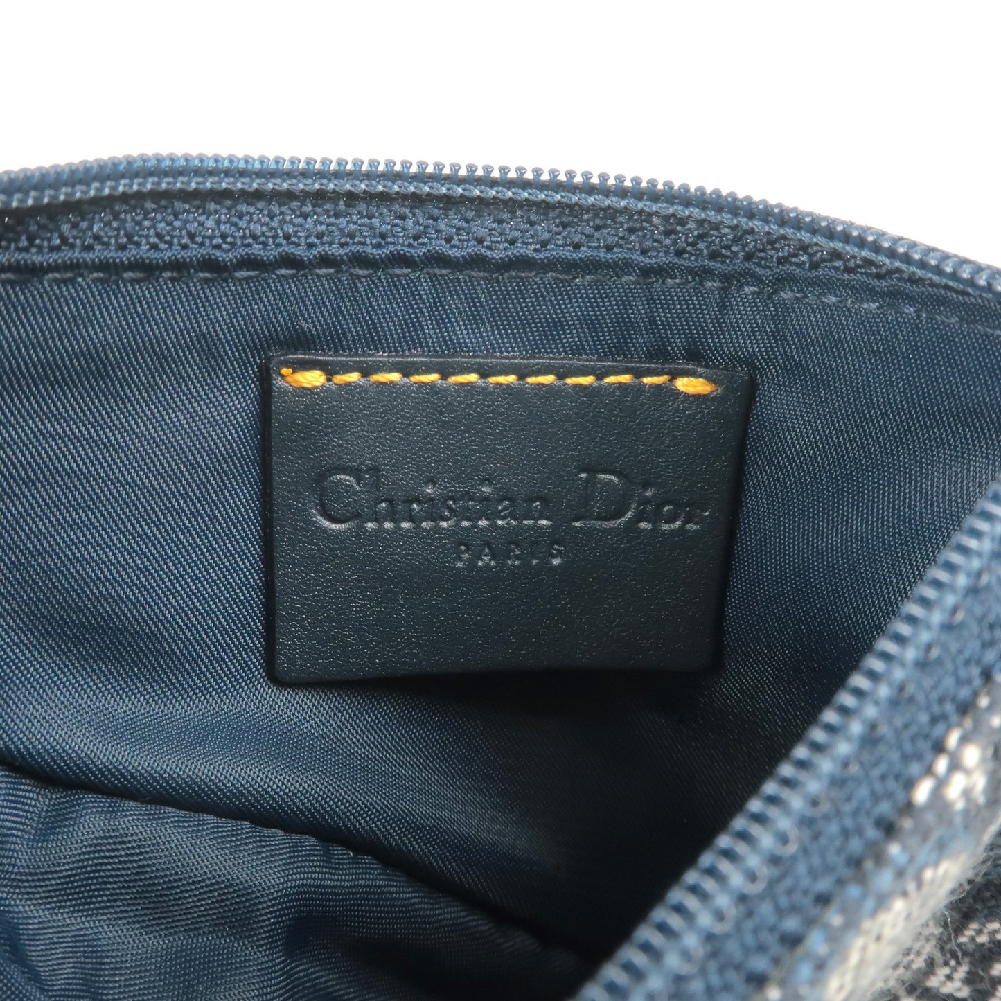 Christian Dior Trotter Canvas Leather Saddle Coin Case Navy