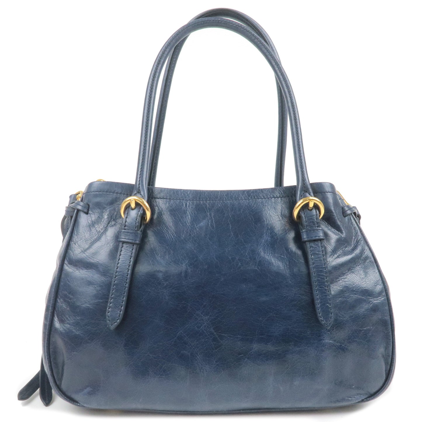 MIU MIU Leather 2Way Shoulder Bag Hand Bag Navy RR2015