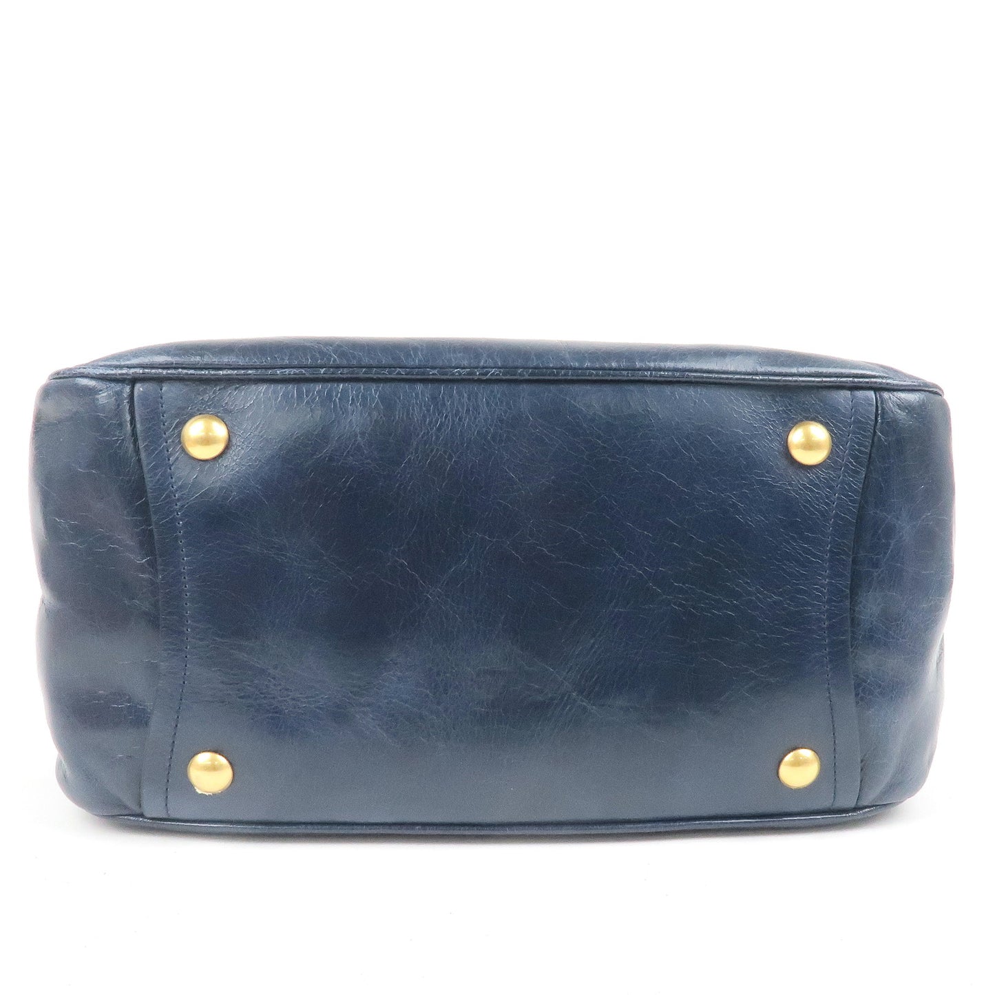 MIU MIU Leather 2Way Shoulder Bag Hand Bag Navy RR2015