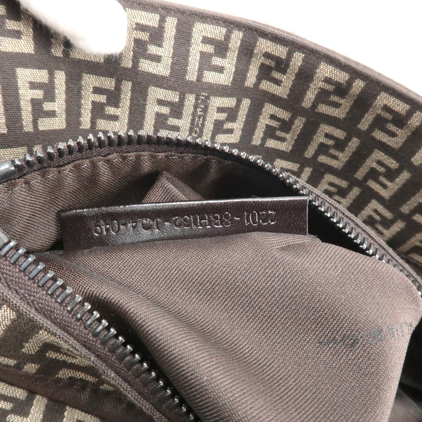 FENDI Zucchino Canvas Leather Hand Bag Beige Brown 8BH132