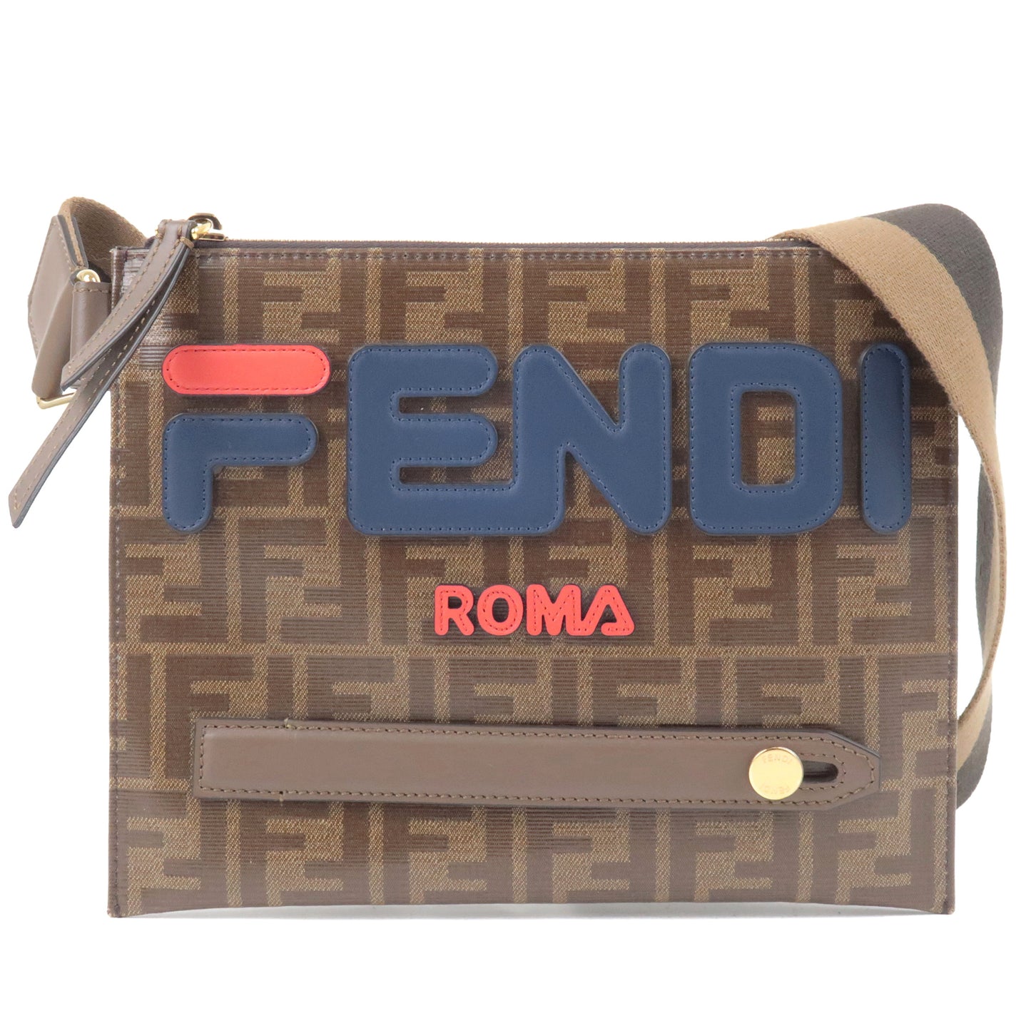 FENDI-FILA-Model-Zucca-PVC-Leather-Shoulder-Bag-Brown-7VA437