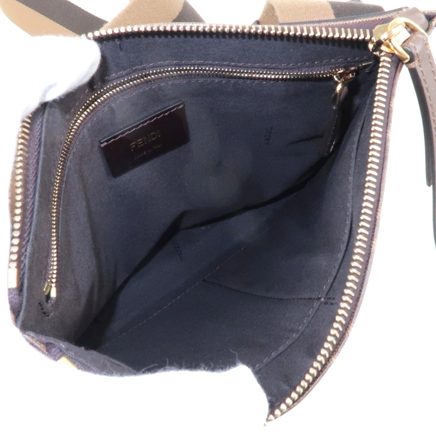 FENDI FILA Model Zucca PVC Leather Shoulder Bag Brown 7VA437