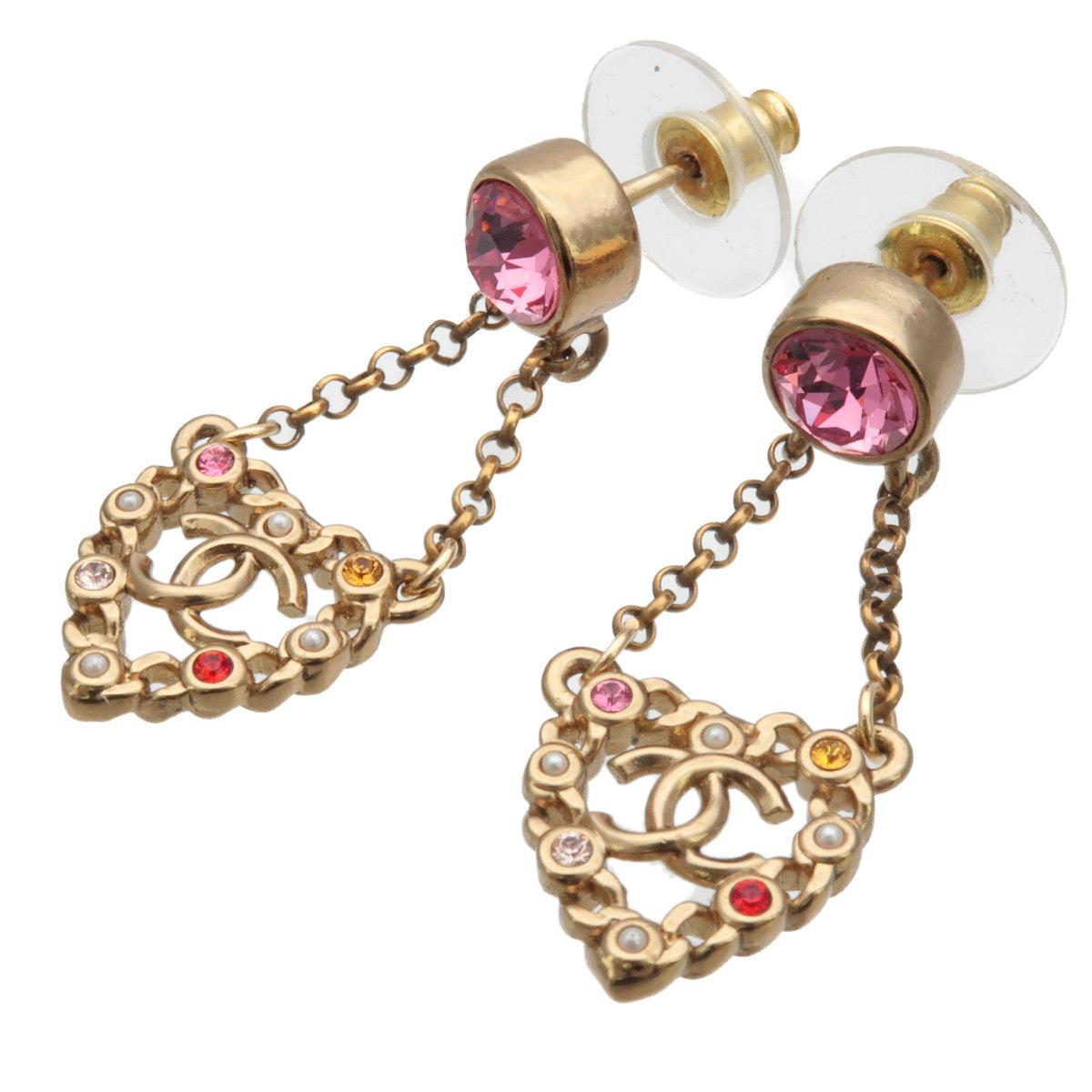 CHANEL-Coco-Mark-Heart-Rhinestone-Imitation-Pearl-Earrings-A21V –  dct-ep_vintage luxury Store