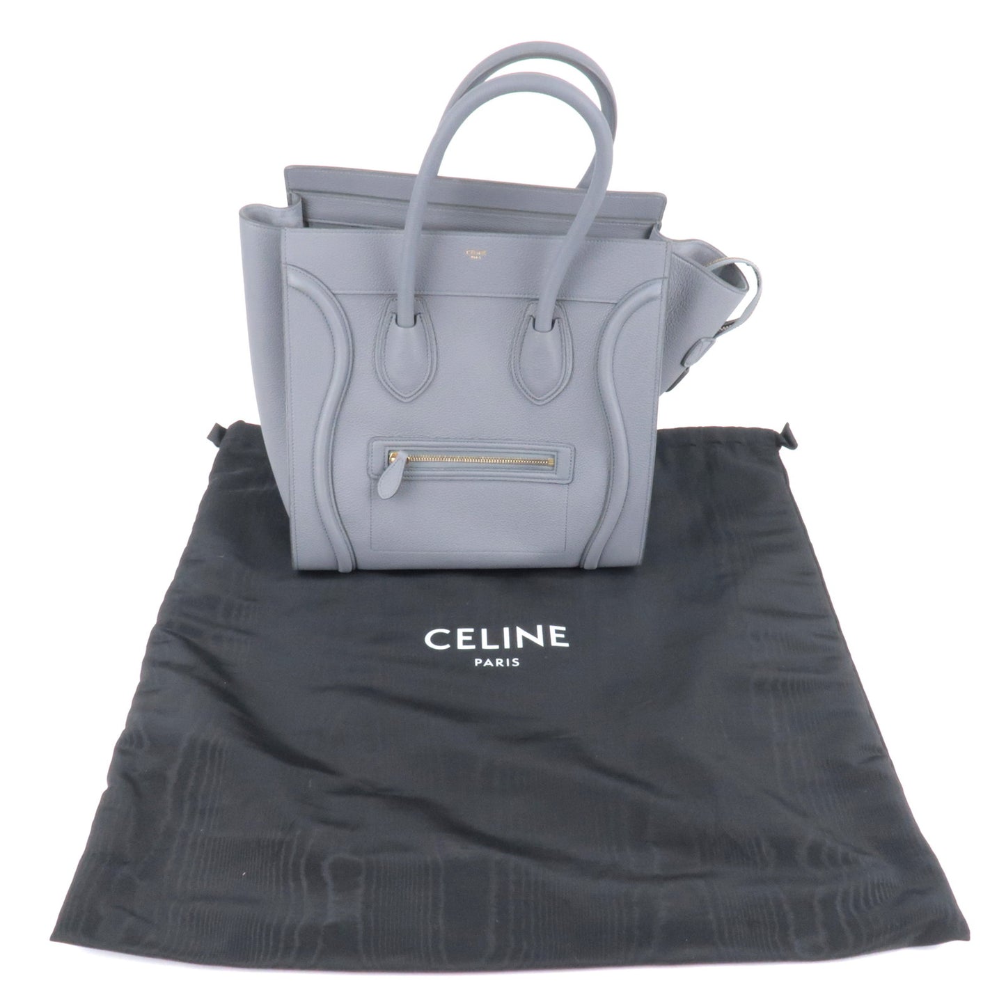 CELINE Luggage Mini Shopper Leather Hand Bag Kohl Gray 18921