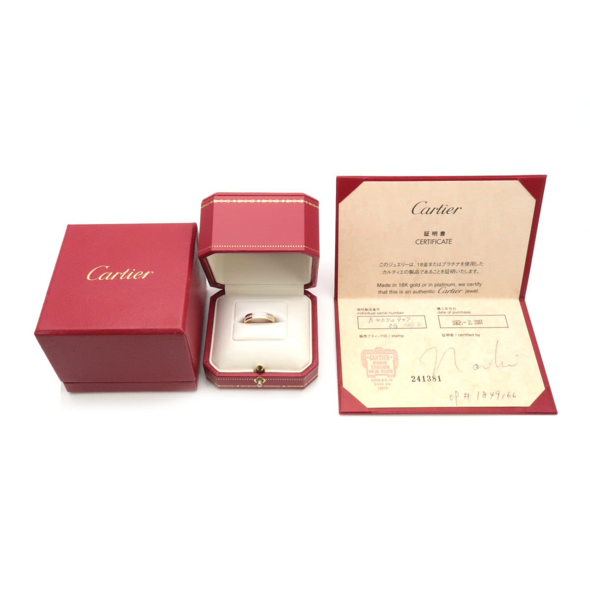 Cartier Three Color Ring Full Eternity K18 YG/WG/PG #47 US4-4.5
