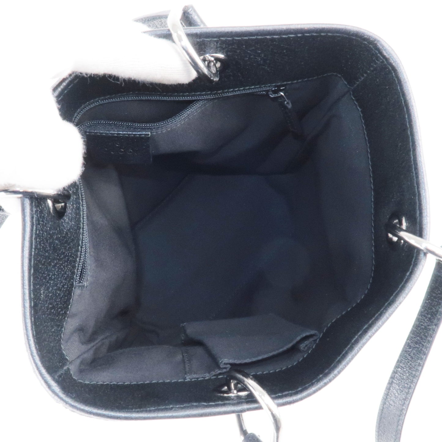 GUCCI GG Canvas Leather Tote Bag Black 120840