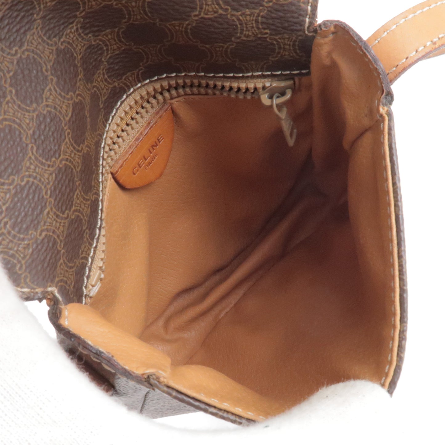 CELINE Macadam PVC Leather Shoulder Bag Purse Brown