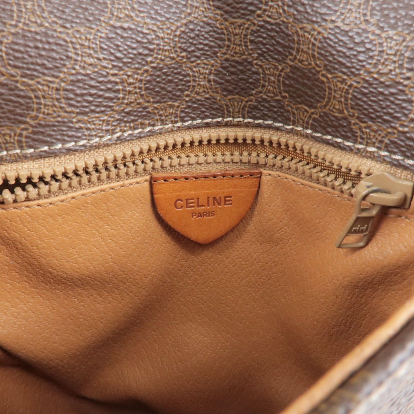 CELINE Macadam PVC Leather Shoulder Bag Purse Brown