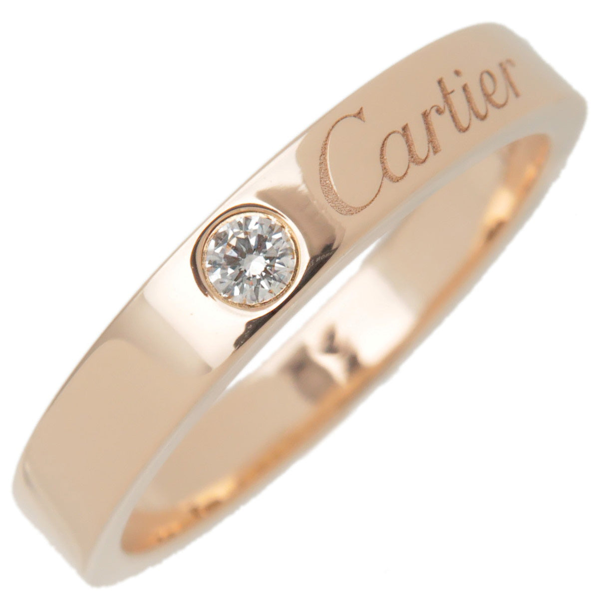 Cartier-Engraved-1P-Diamond-Ring-Rose-Gold-#50-US5-5.5-EU50