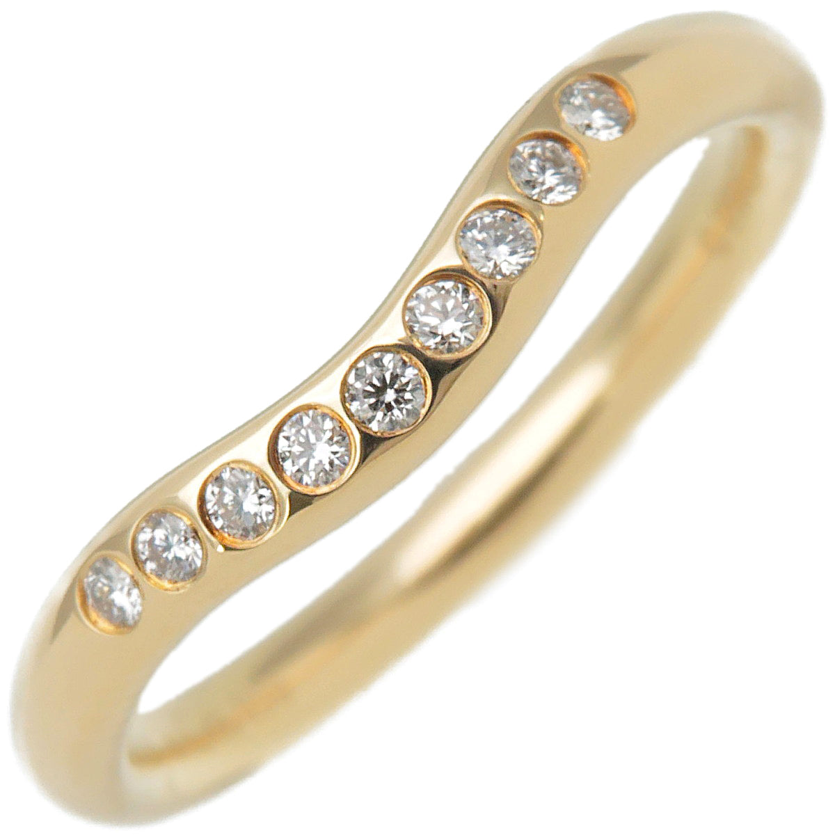 Tiffany&Co. Curved Band Ring 9P Diamond Yellow Gold US4-4.5 EU48