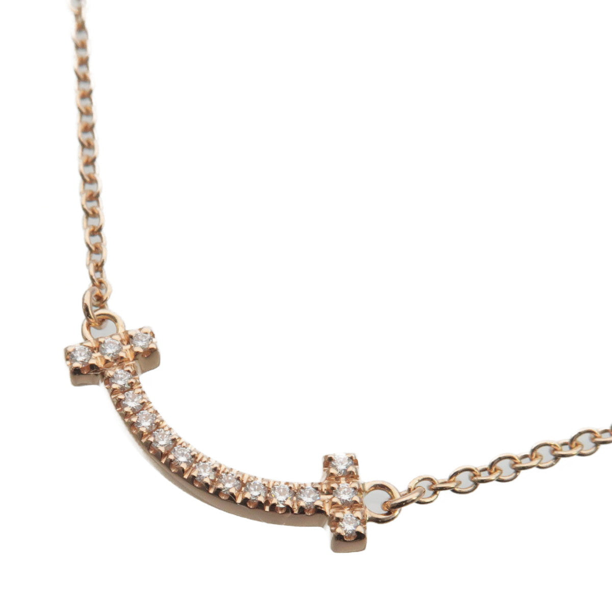 Tiffany&Co.-Tiffany-T-Smile-Micro-Diamond-Necklace-K18-Rose-Gold