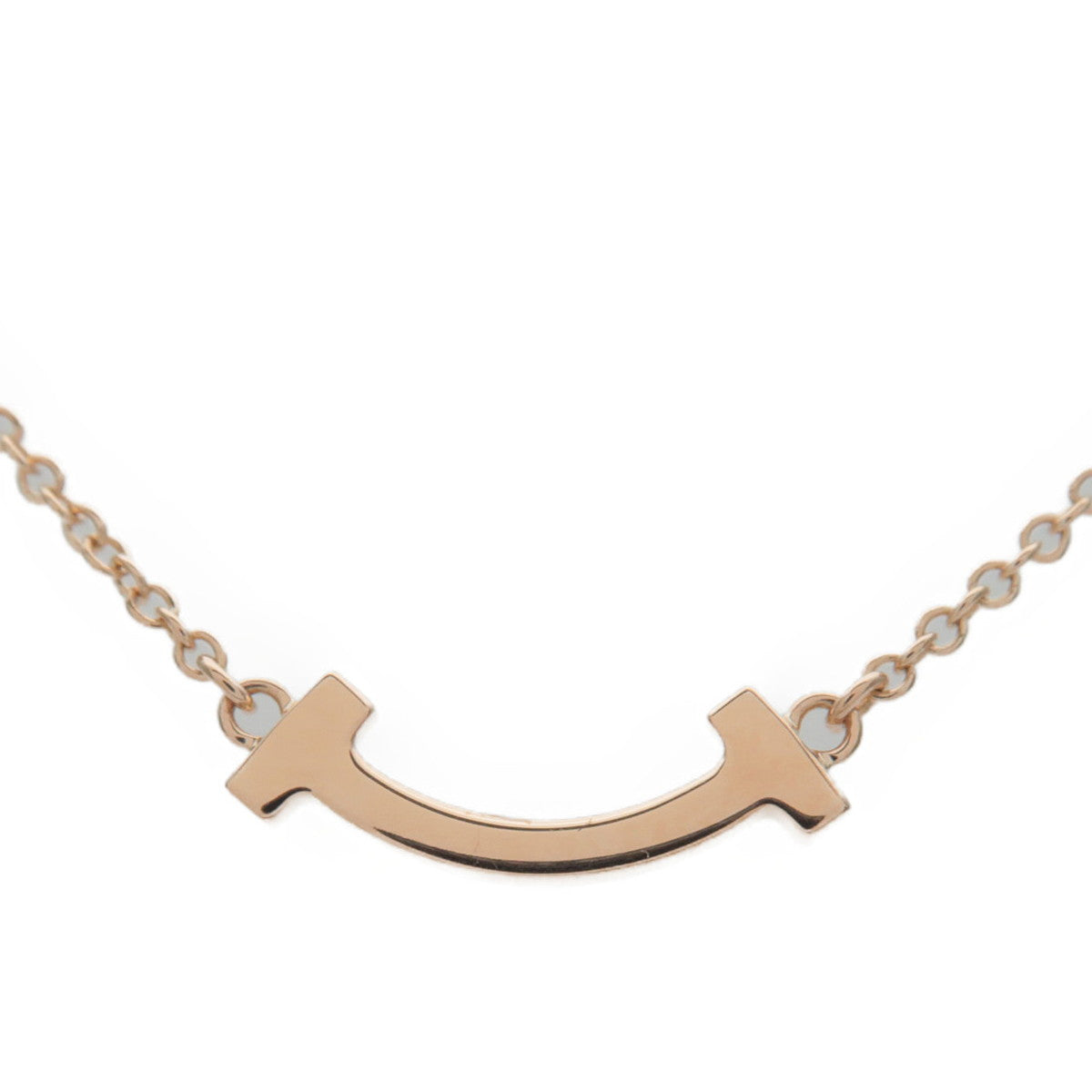 Tiffany&Co. Tiffany T Smile Micro Diamond Necklace K18 Rose Gold