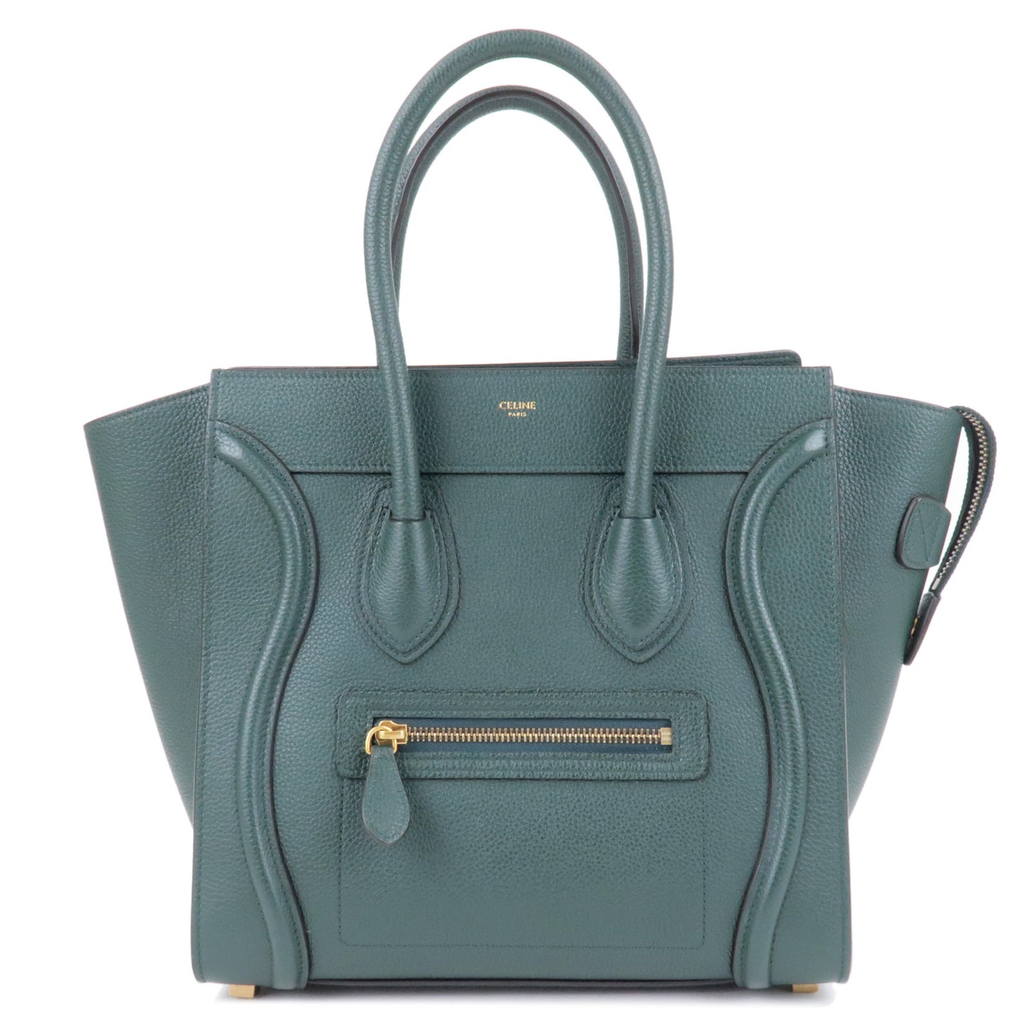 CELINE-Luggage-Micro-Shopper-Leather-Hand-Bag-Green