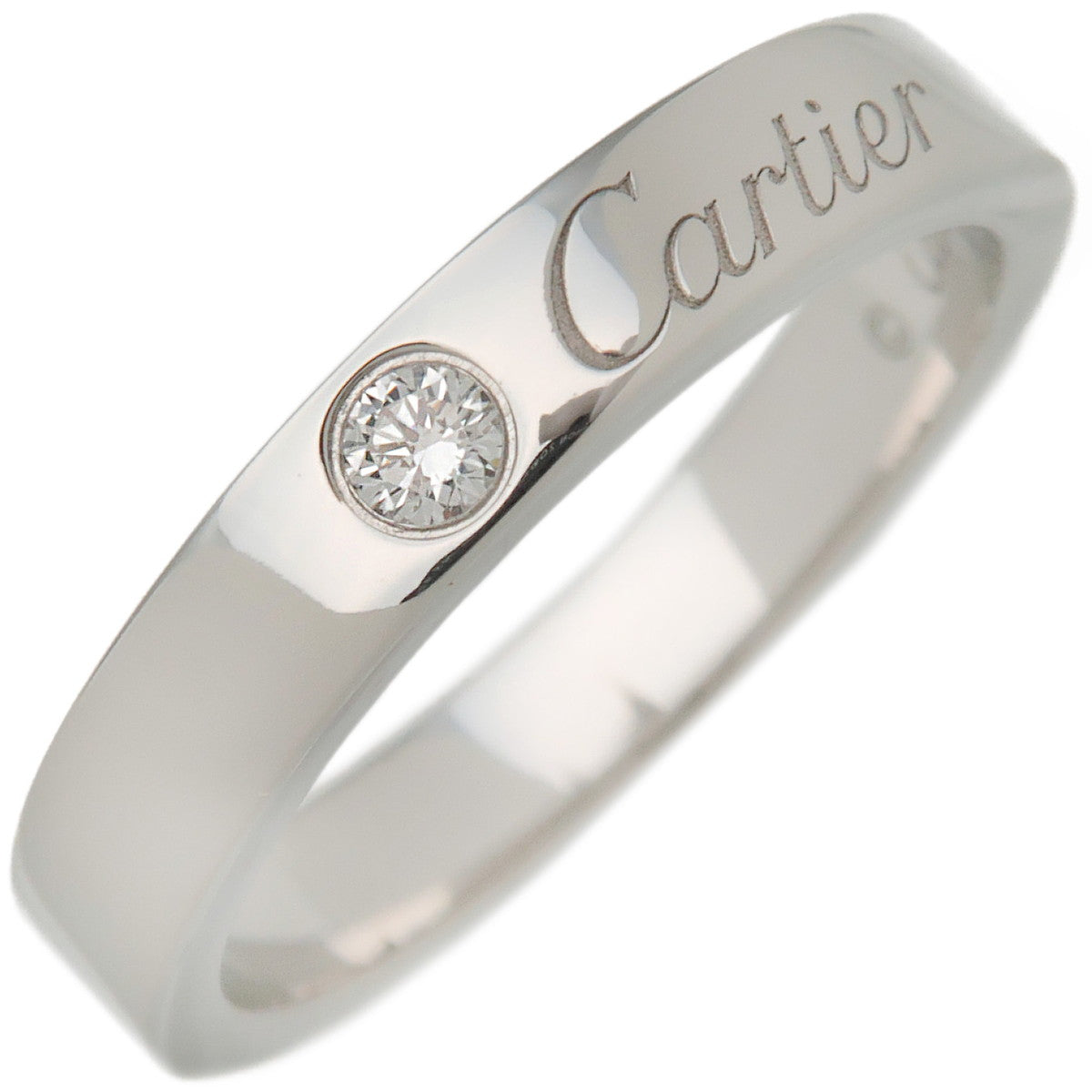 Autentic-Cartier-Engraved-1P-Diamond-Ring-Platinum-#48-US4.5-HK9.5-EU48