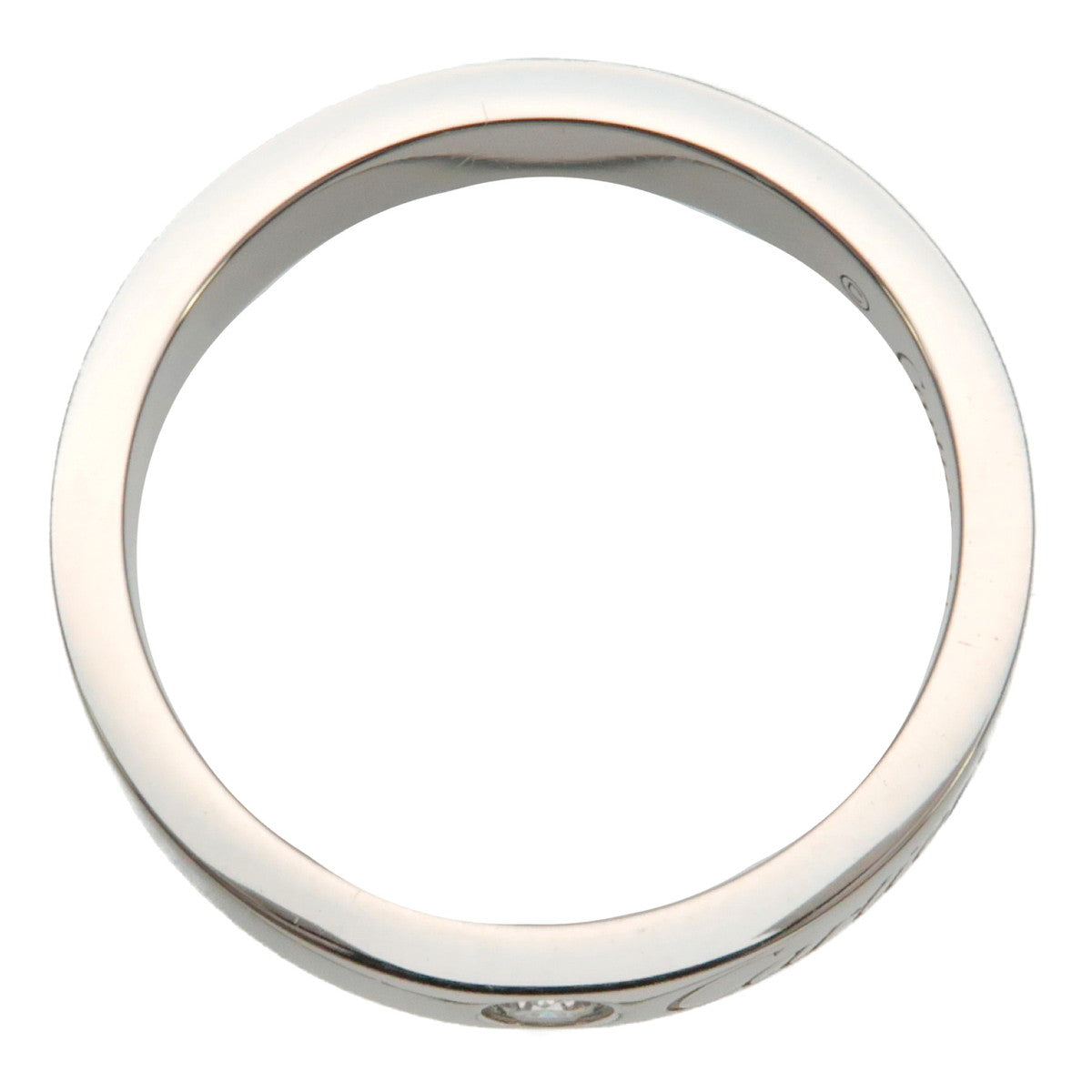 Autentic Cartier Engraved 1P Diamond Ring Platinum #48 US4.5 HK9.5 EU48