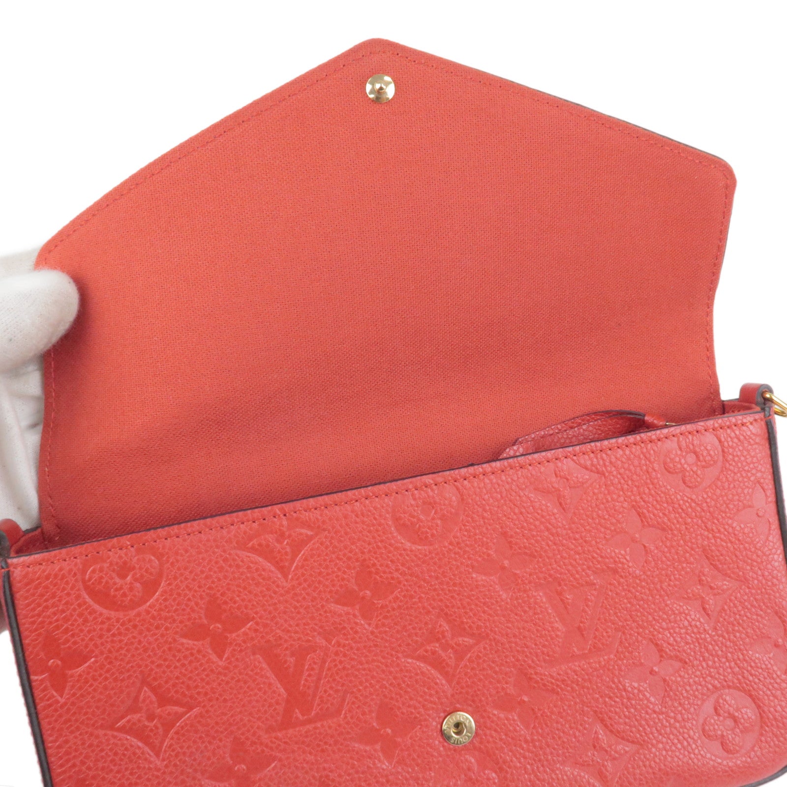 Louis Vuitton Handbag Felicie Pochette Scarlet M63700. 3 Pc Set.