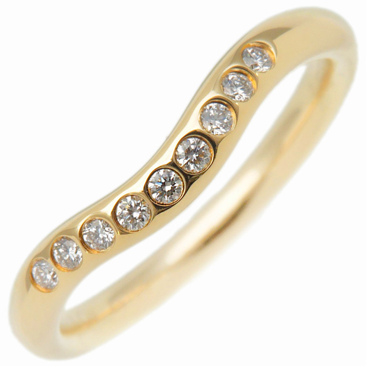 Tiffany&Co. Curved Band Ring 9P Diamond Yellow Gold US4 EU46.5