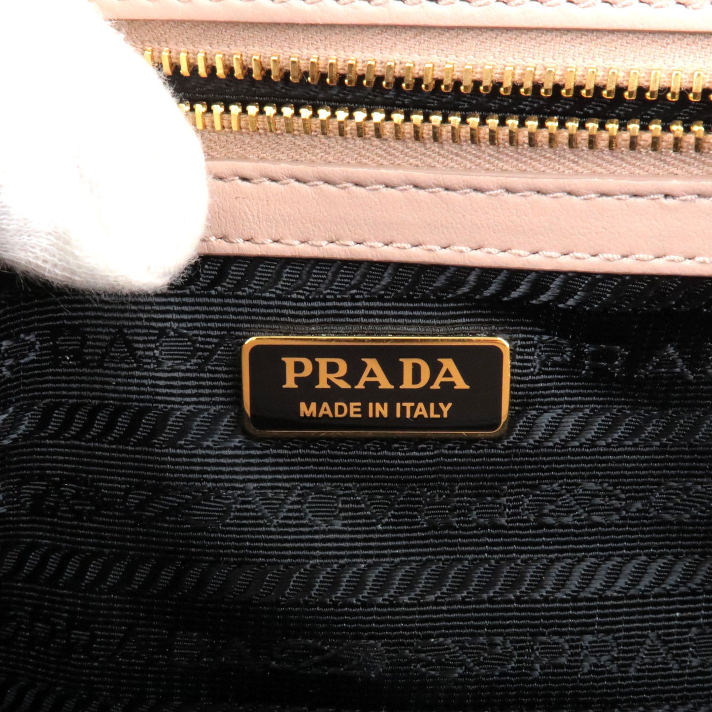 PRADA Leather Emblem Shoulder Bag Purse 1BD217 PInk Beige 1BD217