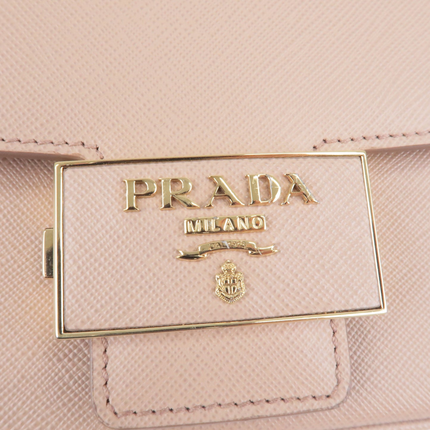 PRADA Leather Emblem Shoulder Bag Purse 1BD217 PInk Beige 1BD217