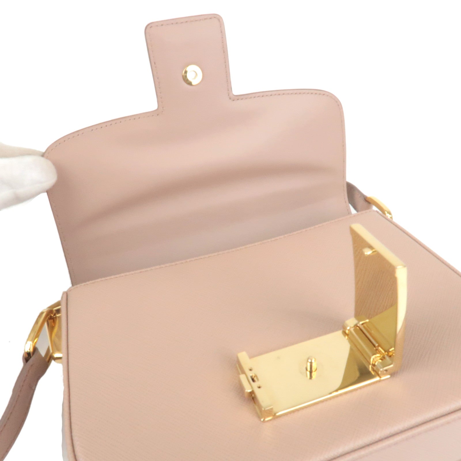 PRADA-Leather-Emblem-Shoulder-Bag-Purse-1BD217-PInk-Beige-1BD217 –  dct-ep_vintage luxury Store