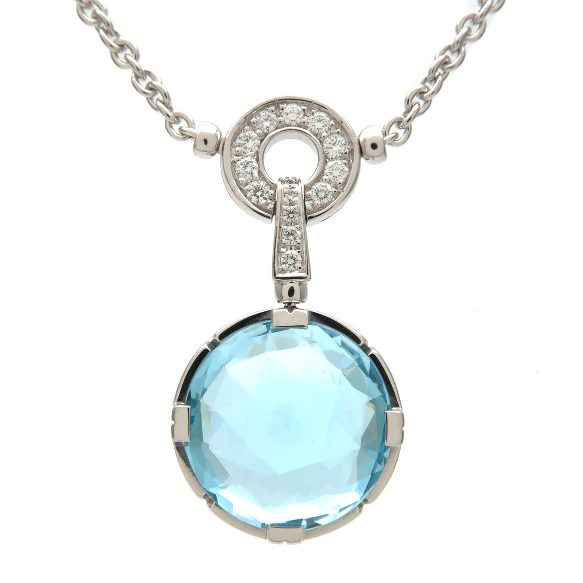 BVLGARI Parentesi Necklace Blue Topaz Amethyst Diamond White Gold
