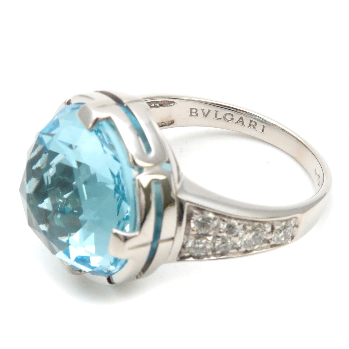 BVLGARI Parentesi Ring Blue Topaz Diamond White Gold US6-6.5 EU52