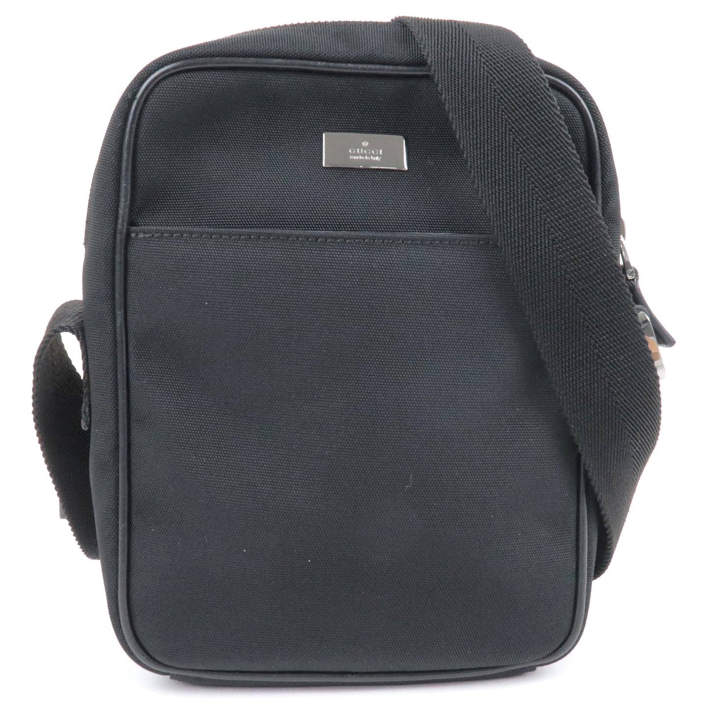 GUCCI-Nylon-Canvas-Leather-Shoulder-Bag-Purse-Black-122754