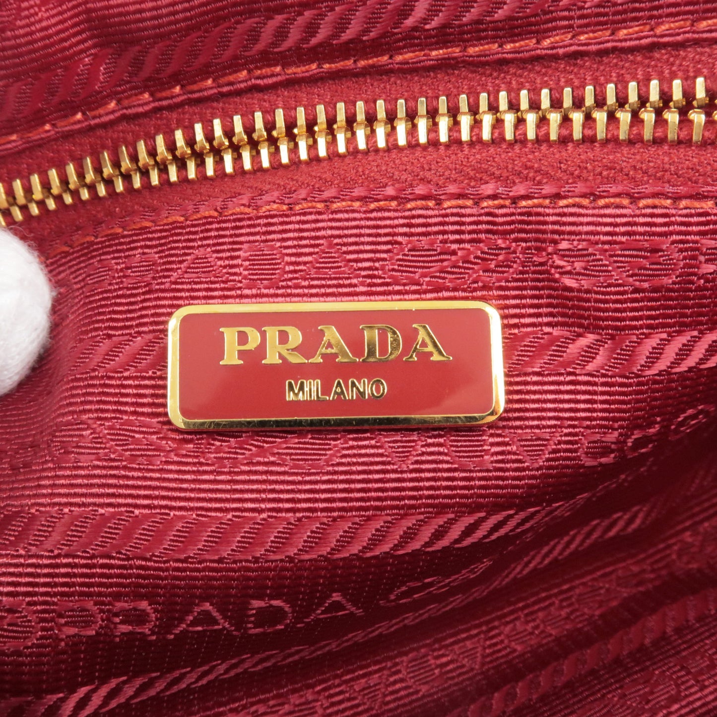 PRADA Logo Nylon Leather Pouch Purse Red 1N1865