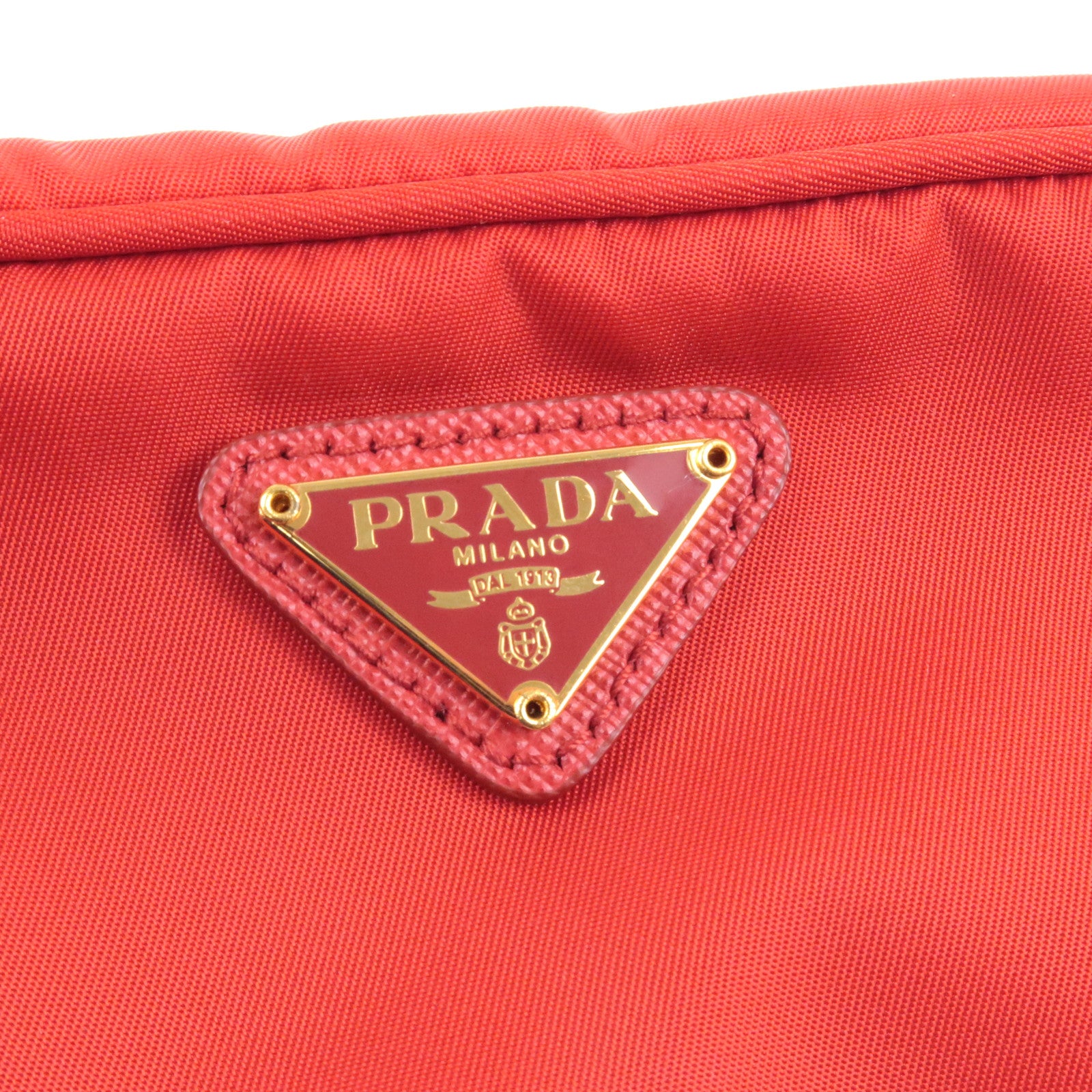 Prada Compact Logo Patch Card Holder Red in Leather - US