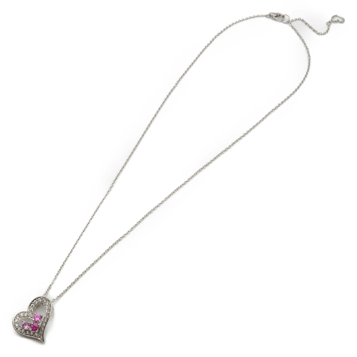 Ponte Vecchio Heart Diamond Pink Sapphire Necklace White Gold