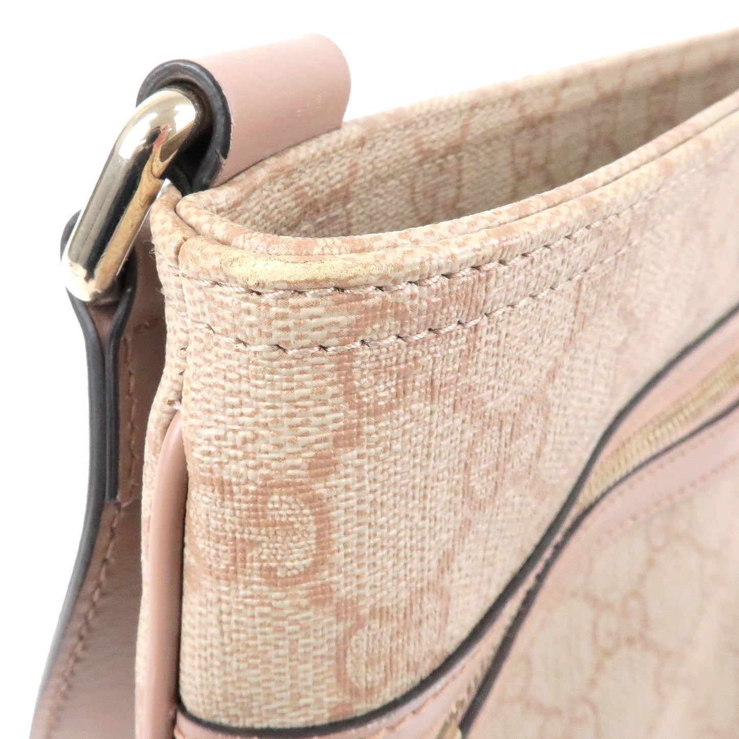 GUCCI GG Supreme Leather Shoulder Bag Purse Pink Beige 295257
