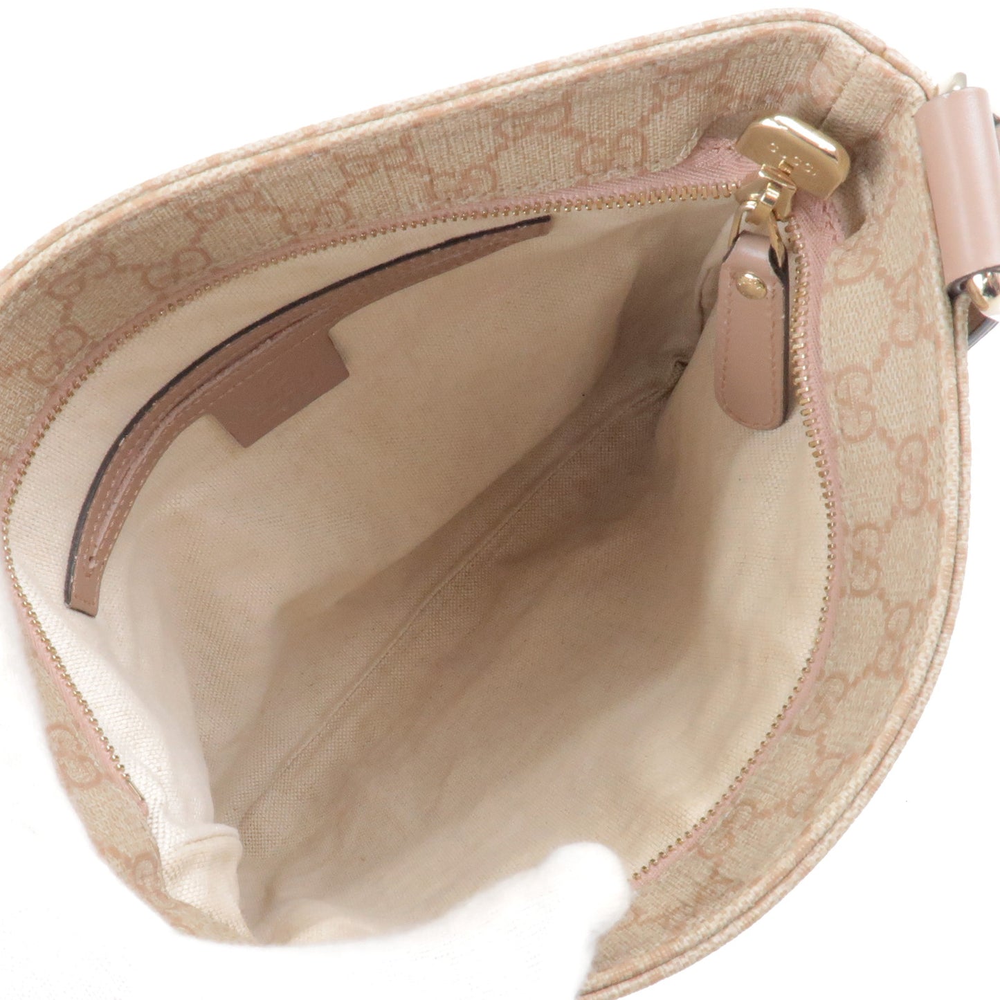 GUCCI GG Supreme Leather Shoulder Bag Purse Pink Beige 295257