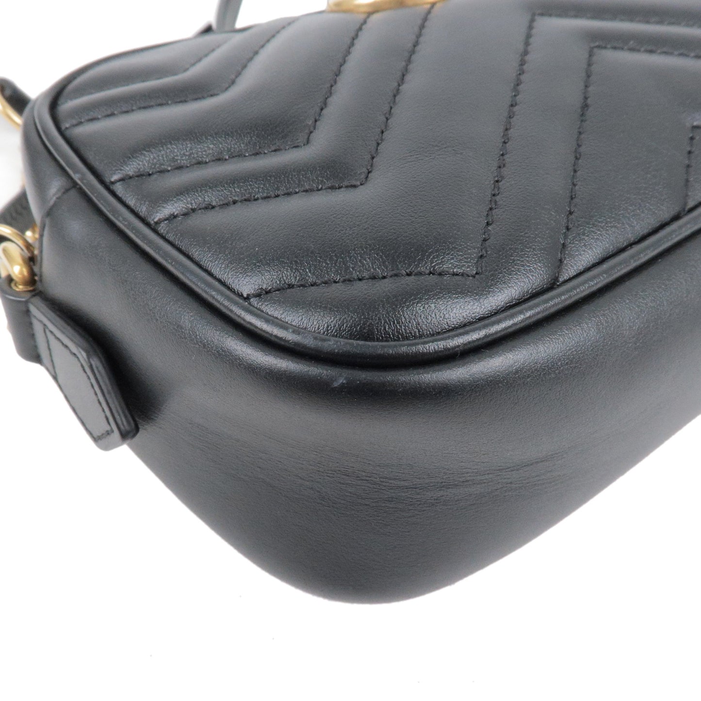 GUCCI GG Marmont Leather Chain Shoulder Bag Black 448065