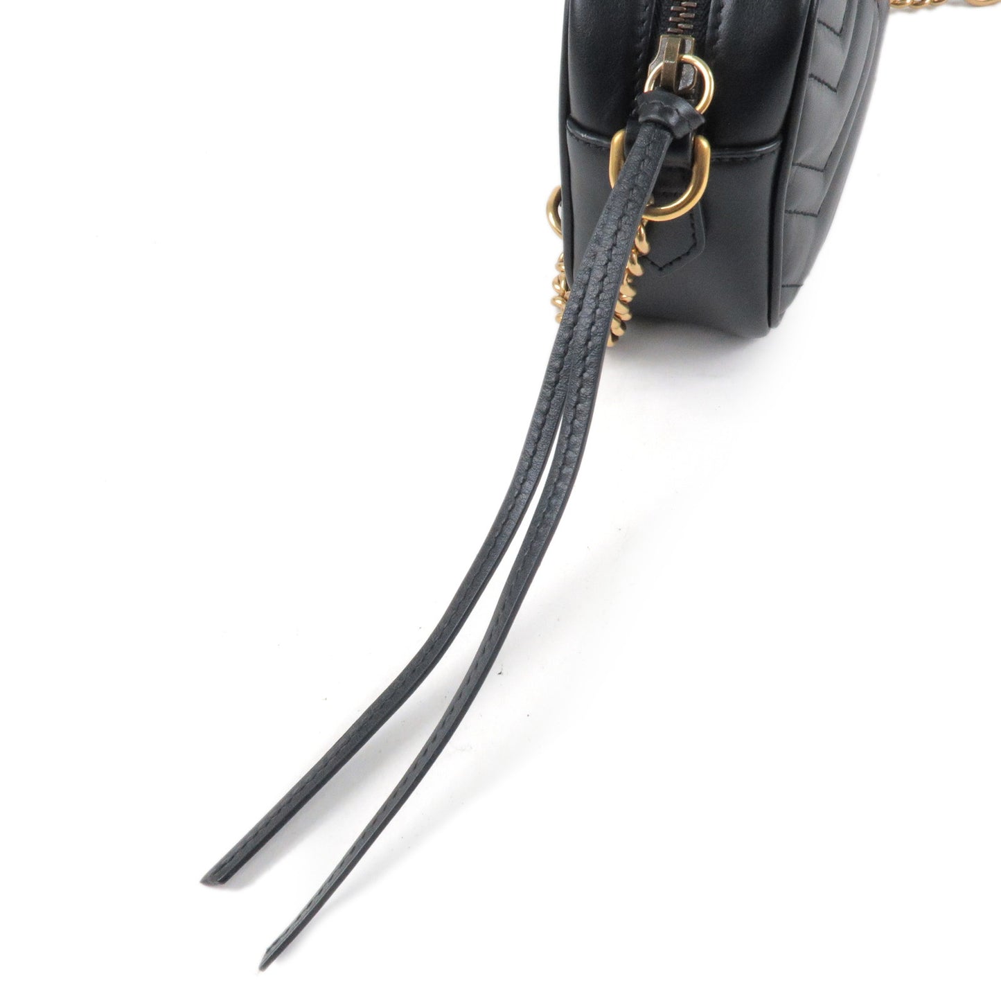 GUCCI GG Marmont Leather Chain Shoulder Bag Black 448065