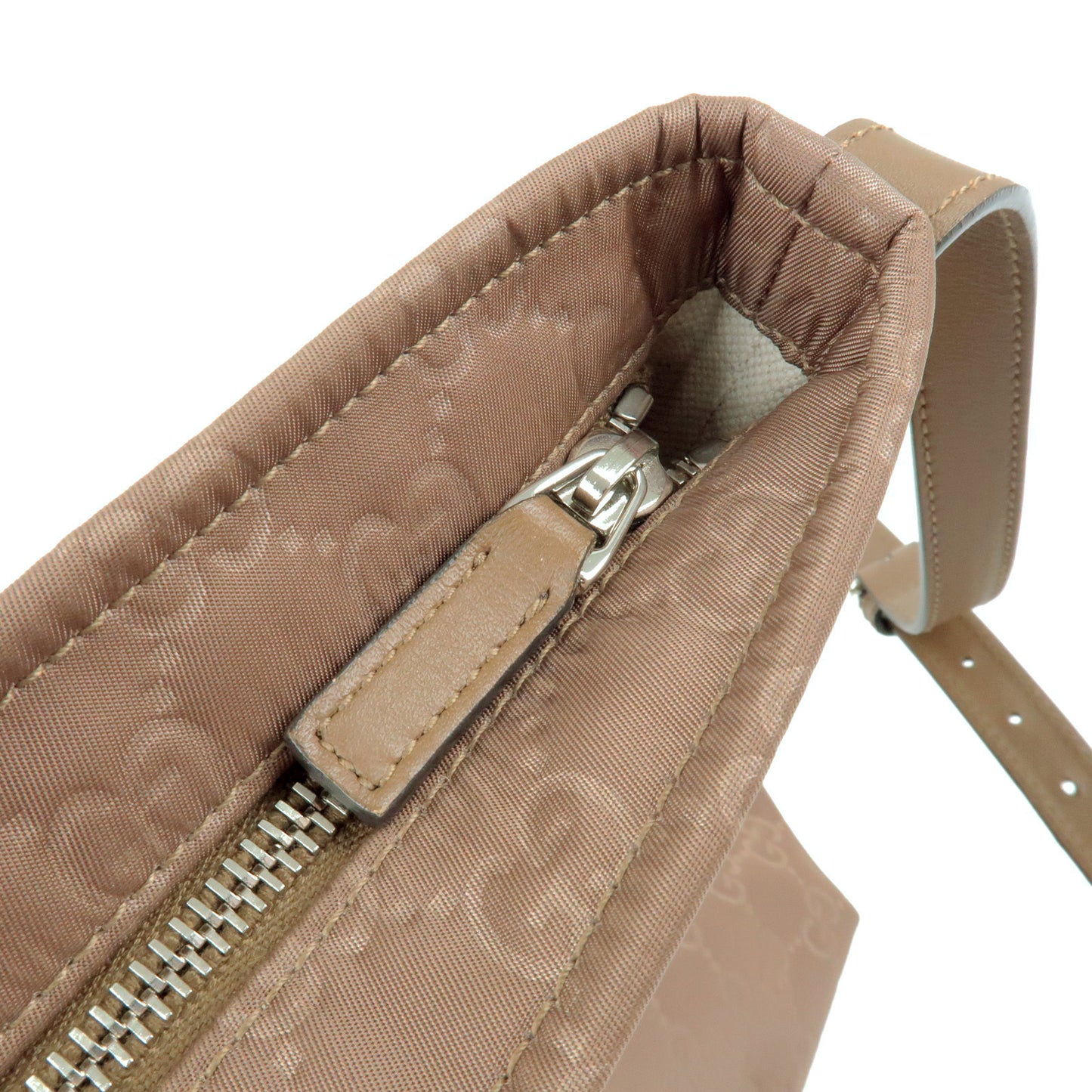 GUCCI GG Nylon Leather Shoulder Bag Purse Brown 314529