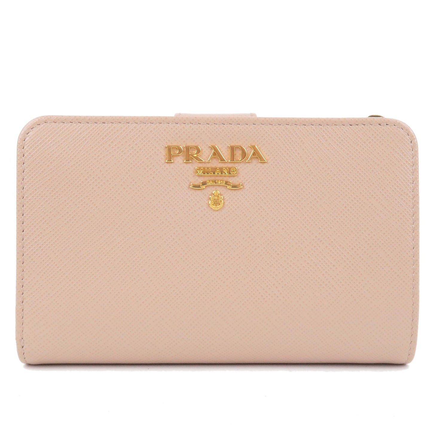 PRADA-Leather-Bi-Fold-Wallet-Pink-Beige-1ML225