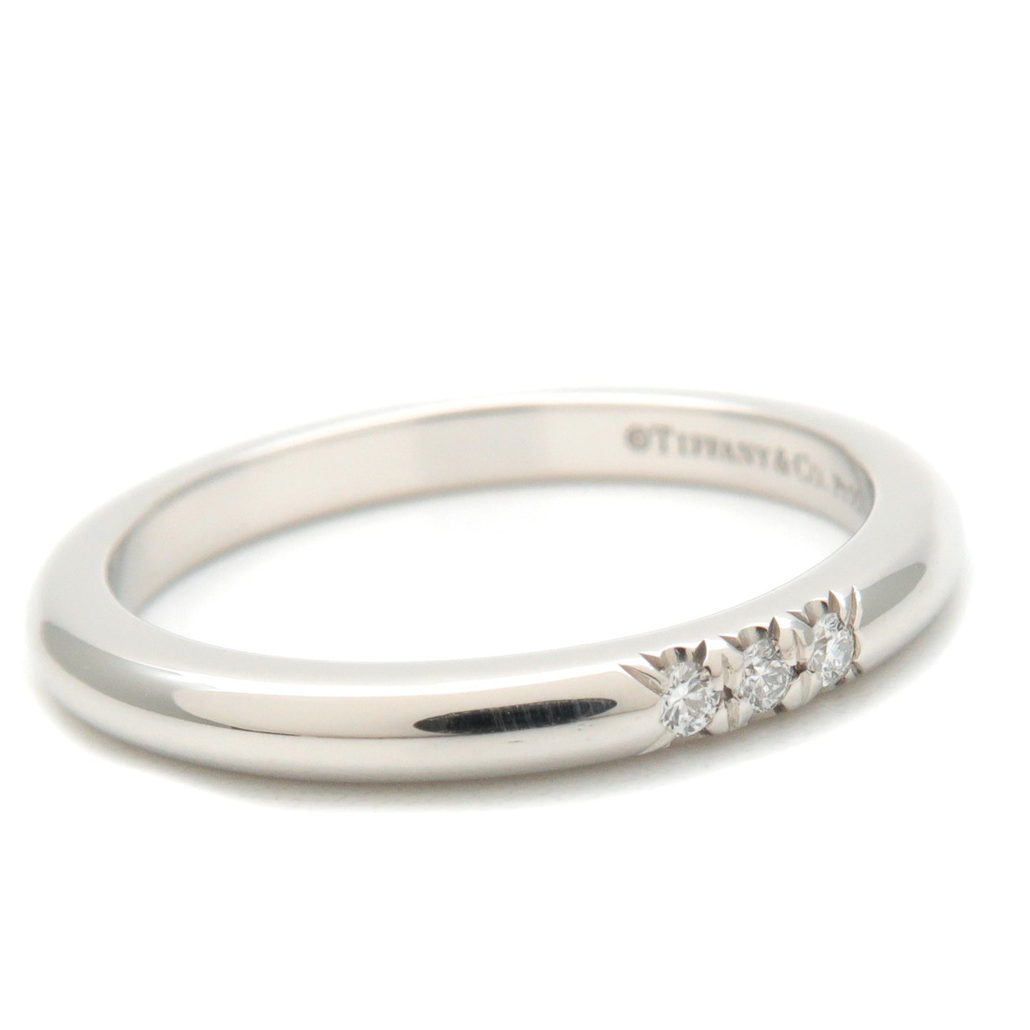 Tiffany&Co. Classic Band 3P Diamond Ring PT950 US4-4.5 EU47