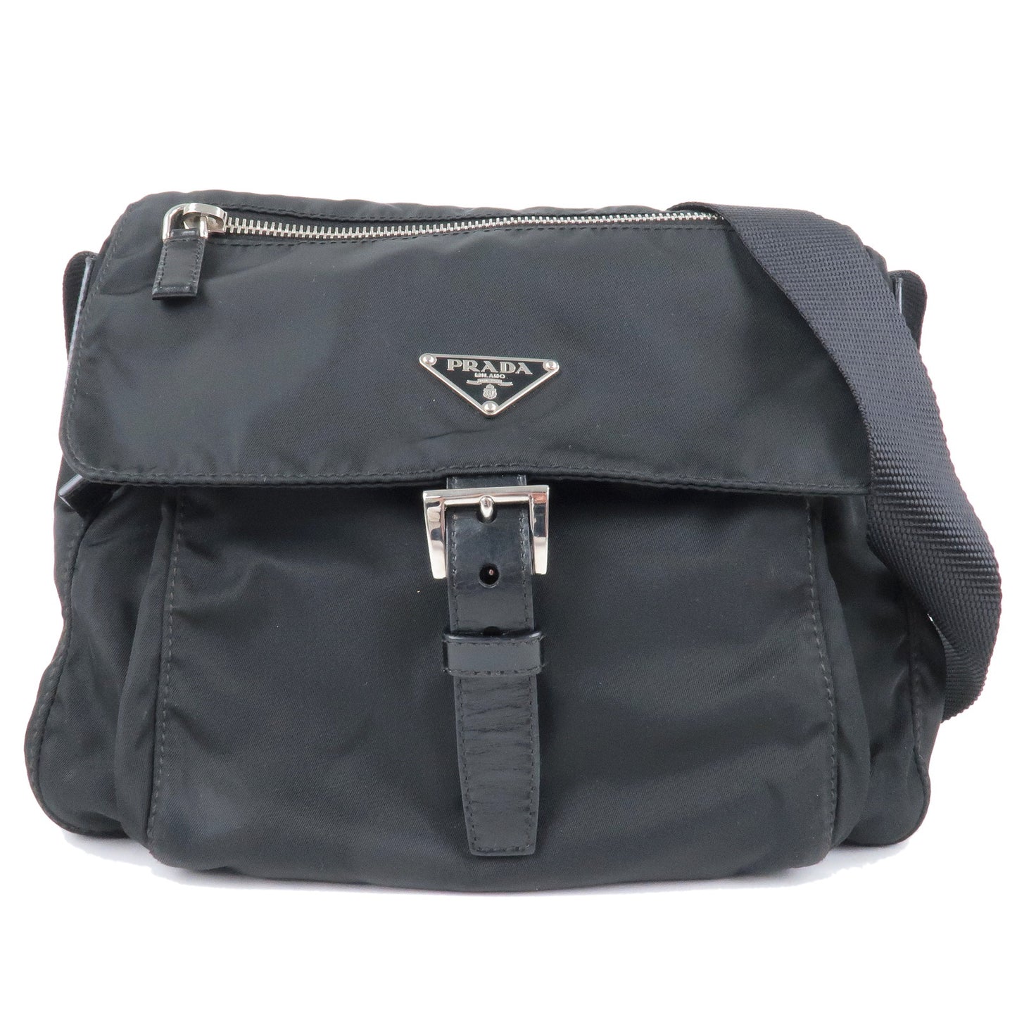 PRADA-Logo-Nylon-Leather-Shoulder-Bag-NERO-Black-BT8994