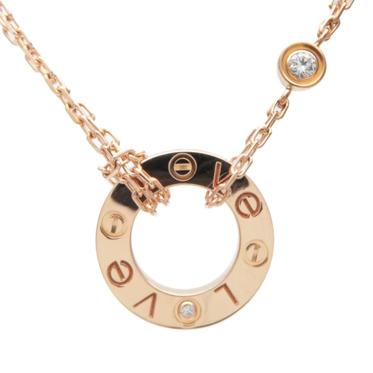 Cartier-Love-Circle-2P-Diamond-Necklace-K18-750PG-Rose-Gold