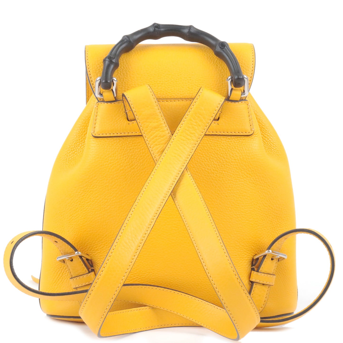 GUCCI Bamboo Back Pack With Fringe Leather Yellow 387149