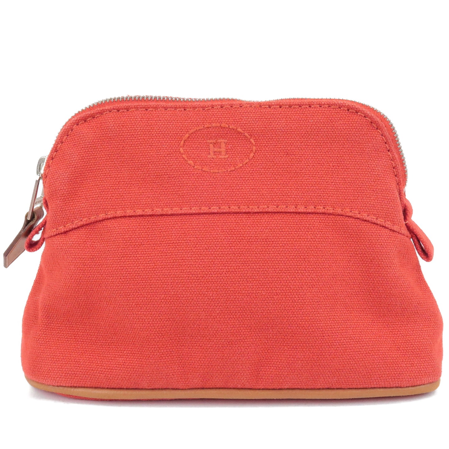 HERMES-Bolide-Pouch-Canvas-Leather-Mini-Cosmetics-Bag-Red-Orange-F/S