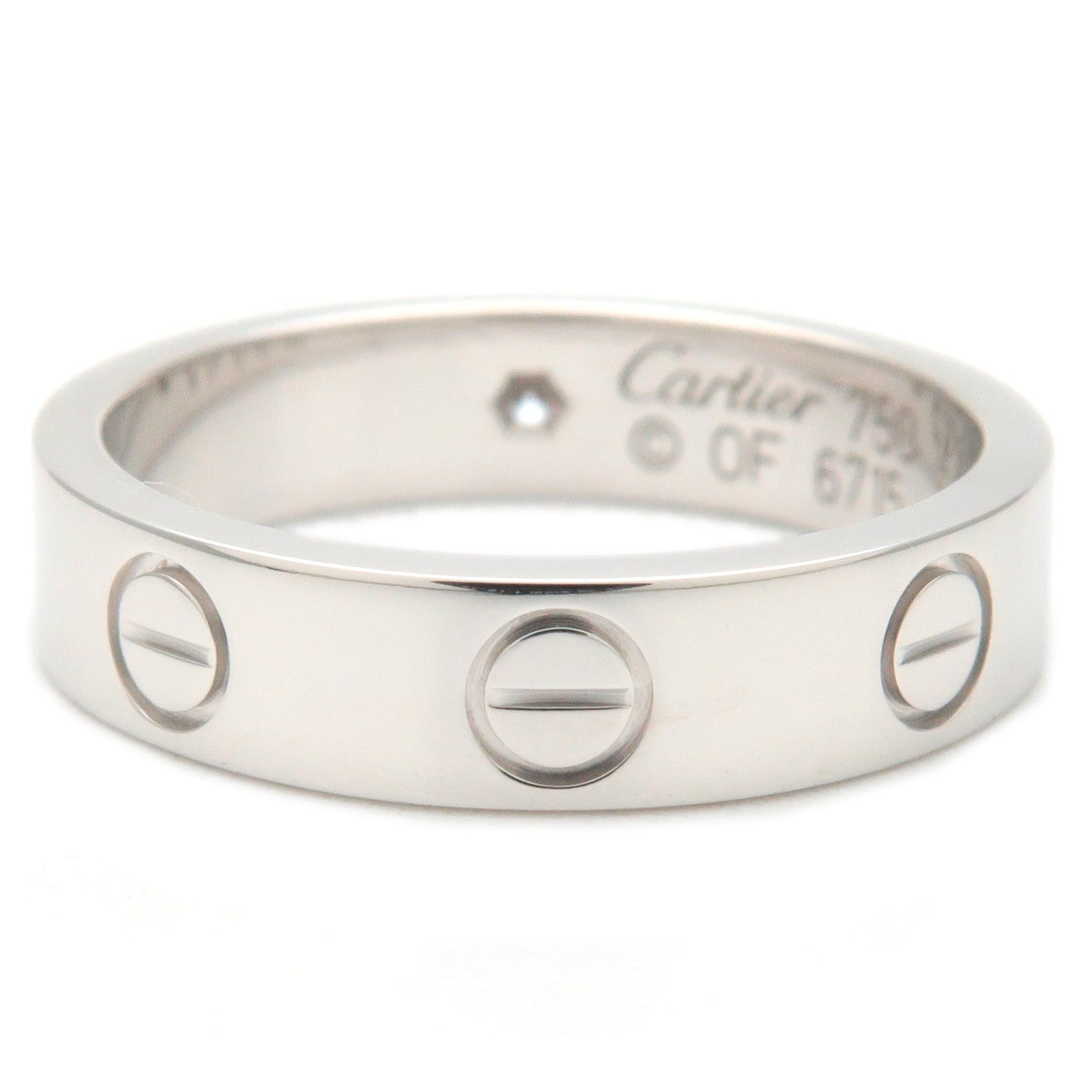 Cartier Mini Love Ring 1P Diamond K18 White Gold #47 US4-4.5