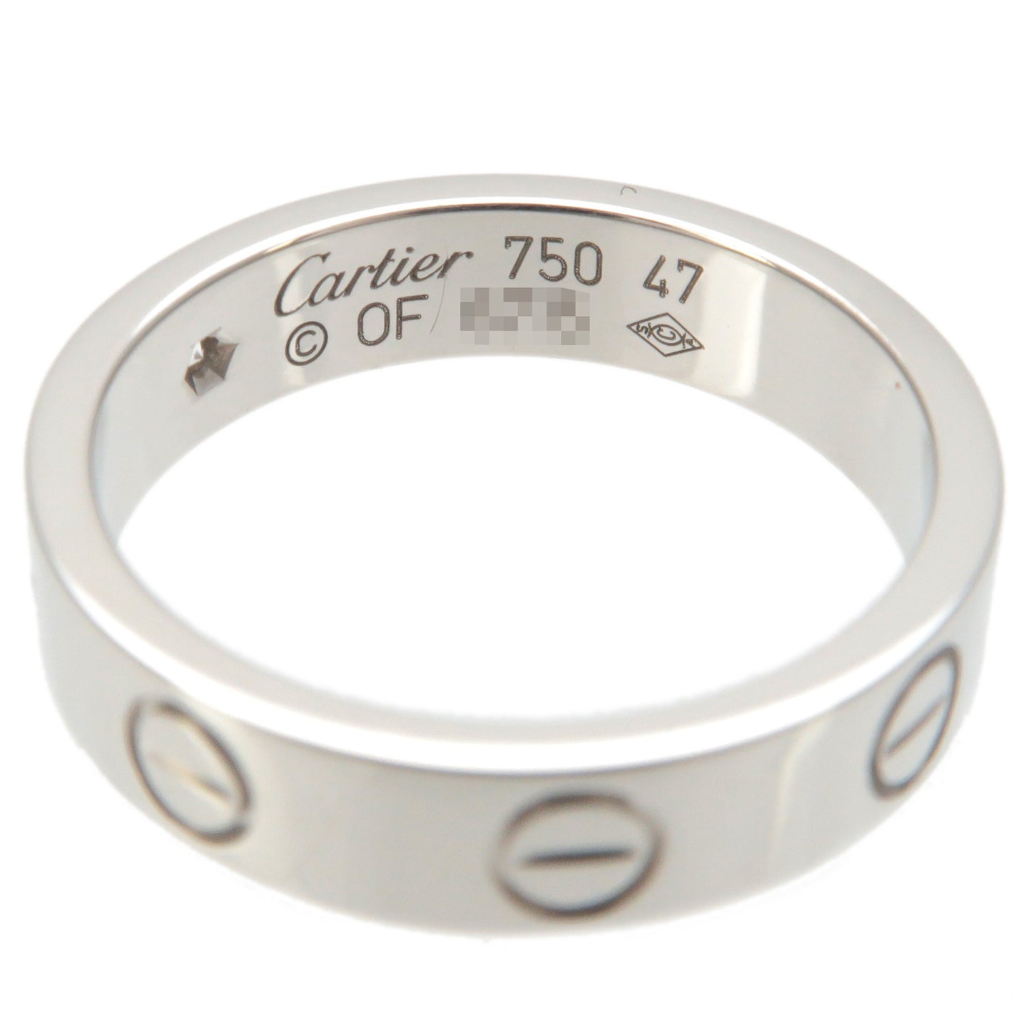 Cartier Mini Love Ring 1P Diamond K18 White Gold #47 US4-4.5