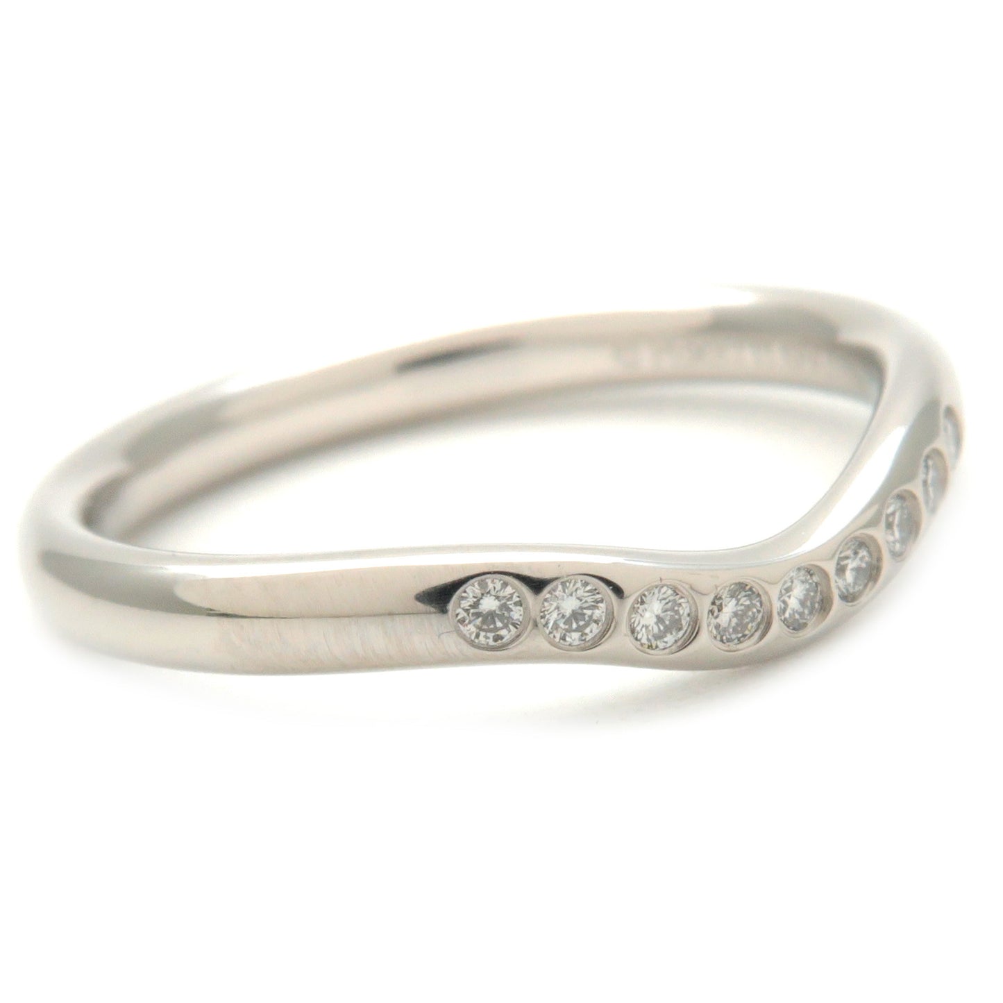 Tiffany&Co. Curved Band Ring 9P Diamond Platinum US5 EU49