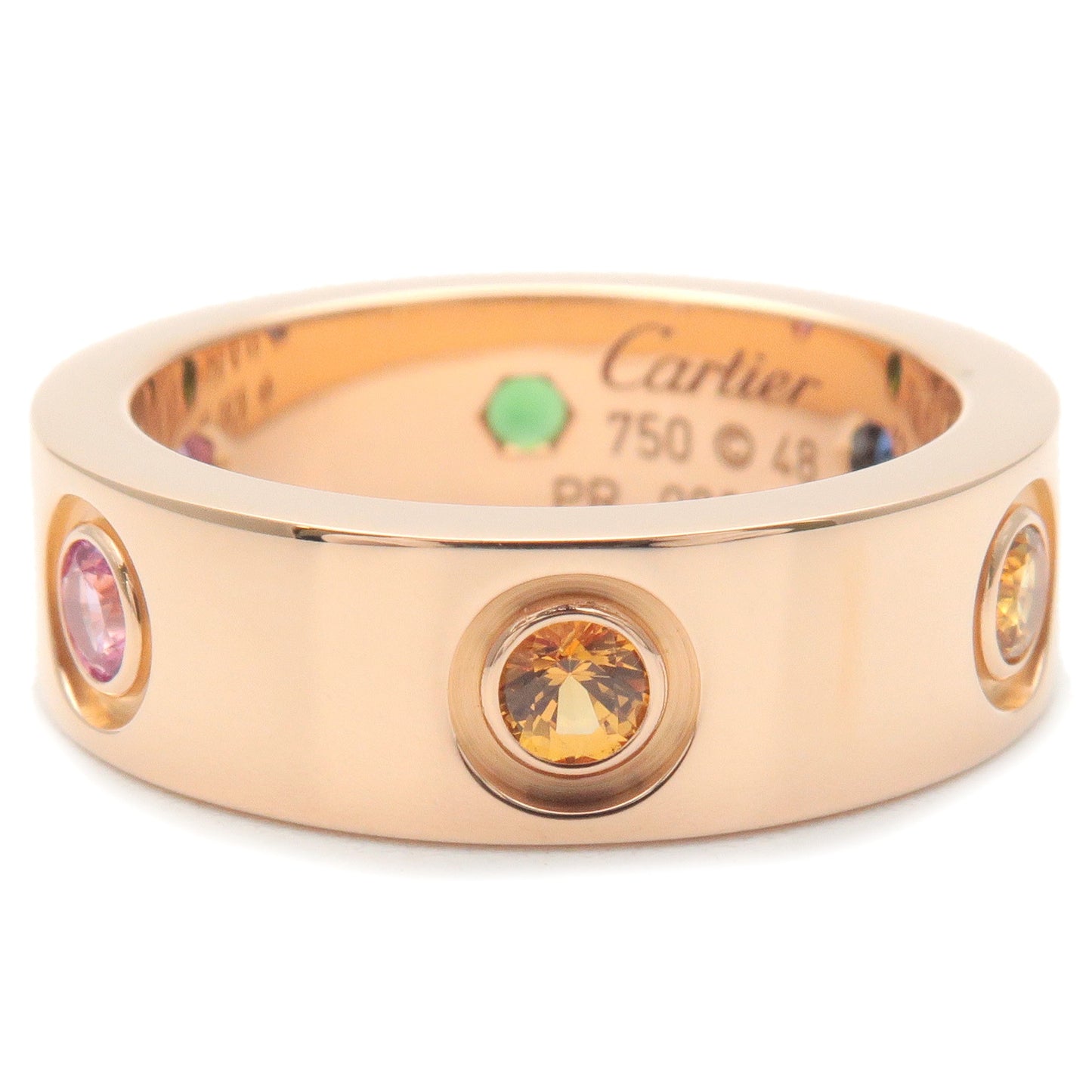 Cartier Love Ring Multi Color Stone K18PG #48 US4.5 EU48