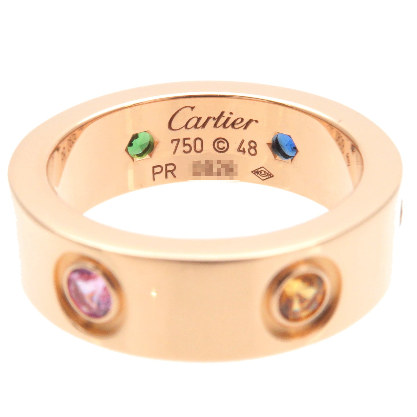 Cartier Love Ring Multi Color Stone K18PG #48 US4.5 EU48