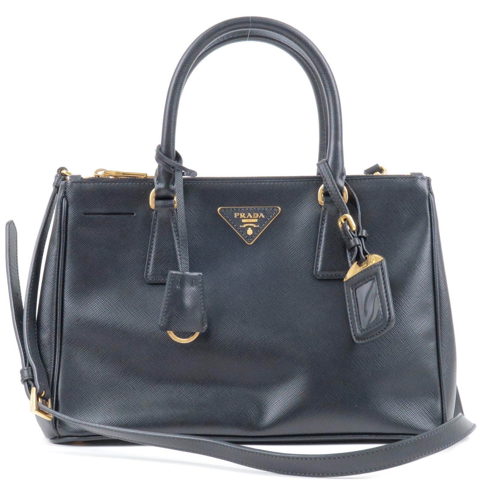 PRADA-Leather-2Way-Hand-Bag-Shoulder-Bag-NERO-Black-BN1801