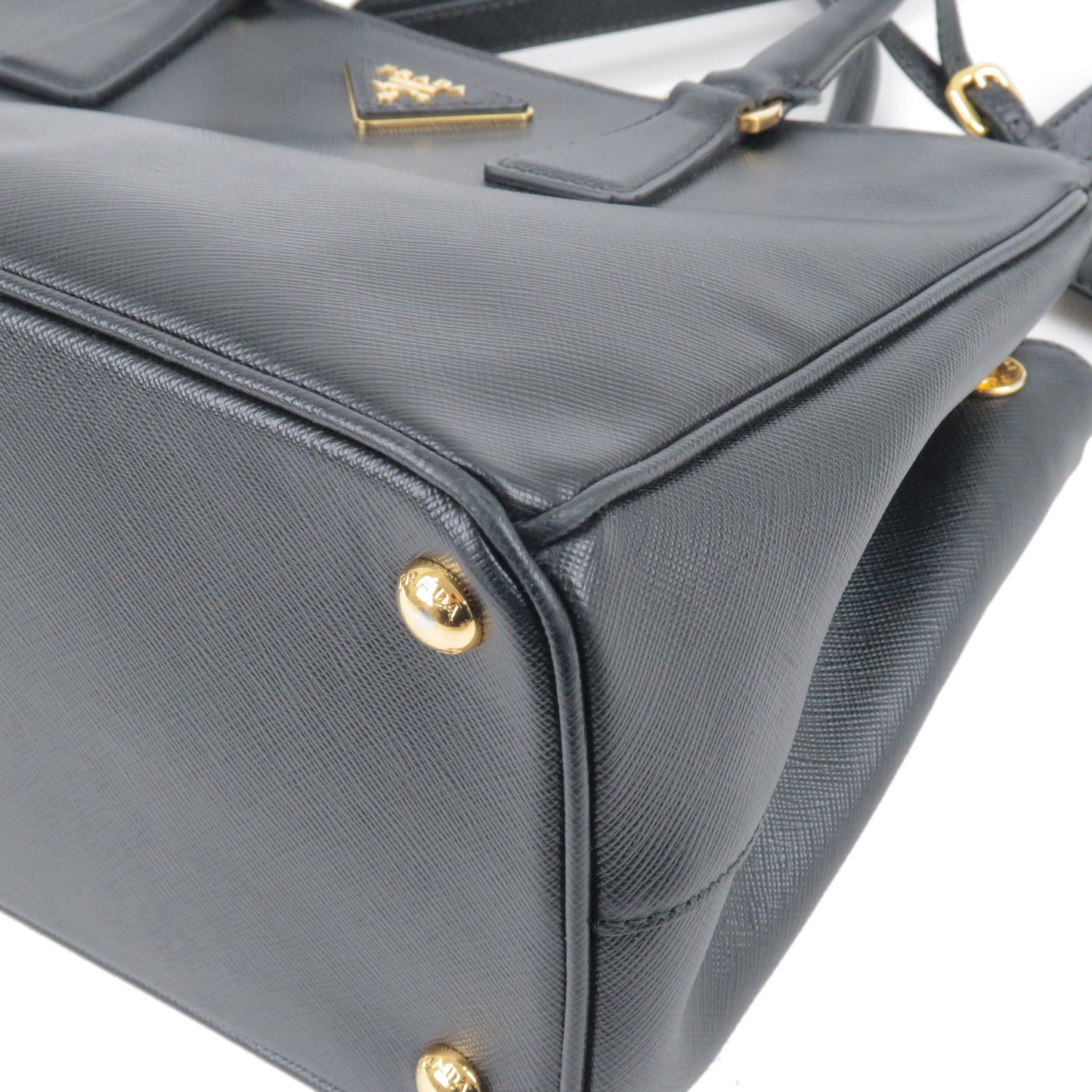 PRADA Leather 2Way Hand Bag Shoulder Bag NERO Black BN1801