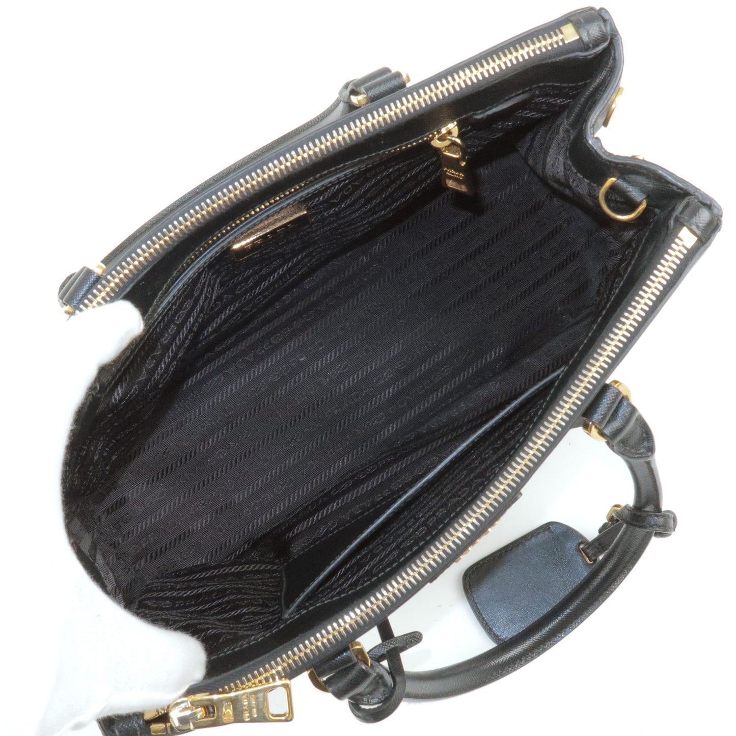 PRADA Leather 2Way Hand Bag Shoulder Bag NERO Black BN1801